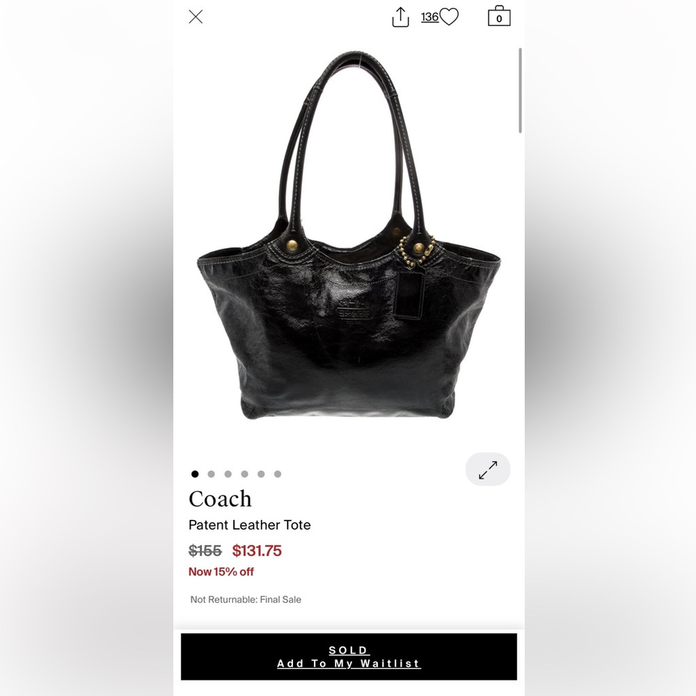COACH Bleecker NO FLAWS Crinkled Patent Calfskin Leather Bag in Black | LIKE NEW - Picture 14 of 15